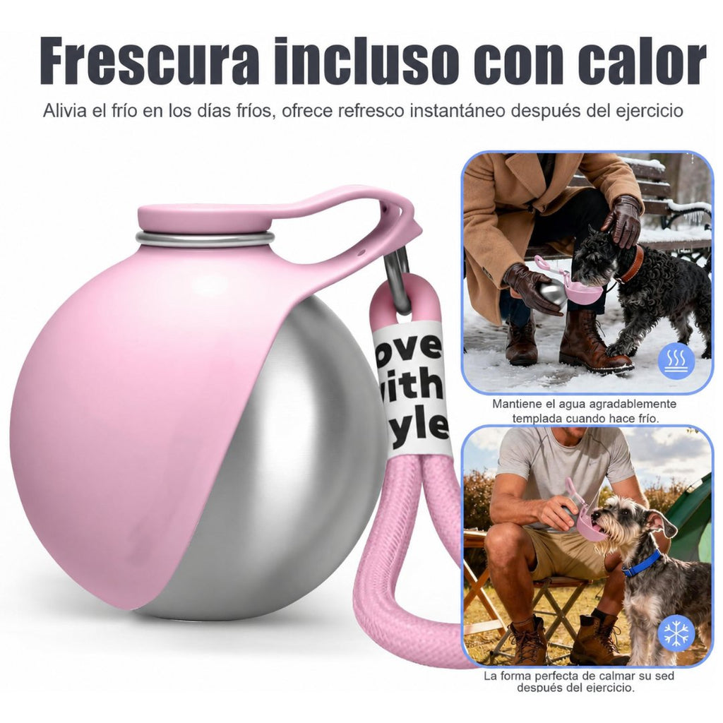 Botella de agua portátil para perros 2 en 1